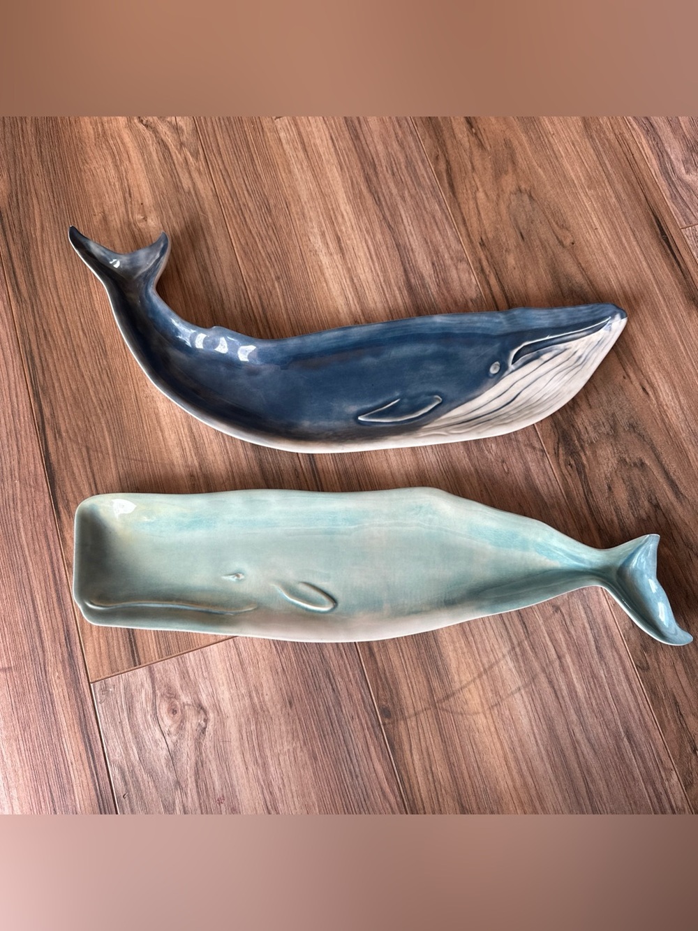 Pottery Barn Whale Platters Set of 2 Melamine Blue Serving Trays